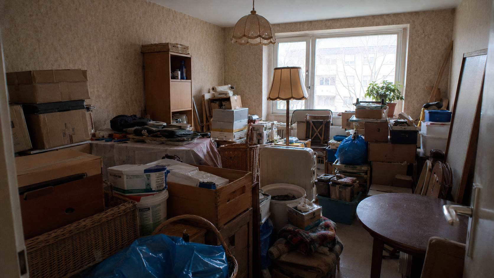 Vollgestellte Wohnung vor der Entrümpelung